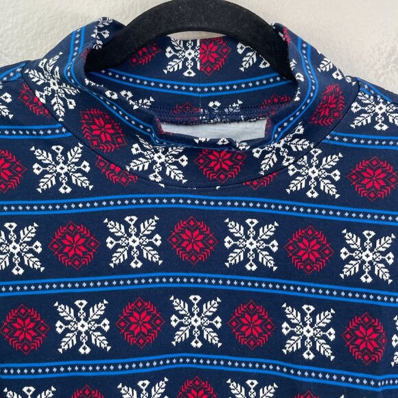 Lands End Woman Plus 2X Relaxed Snowflake Mock Neck Cotton Top Holiday Christmas - Picture 7 of 9